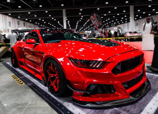 Ford Mustang Ecoboost V6 GT S550.1 2015 2016 2017 with Aftermarket Parts - STORM Hood Bonnet Carbon Fiber / FRP from Robot Craftsman