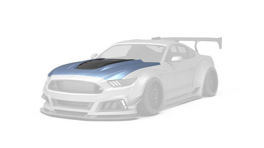 Ford Mustang Ecoboost V6 GT S550.1 2015 2016 2017 with Aftermarket Parts - STORM Hood Bonnet Carbon Fiber / FRP from Robot Craftsman