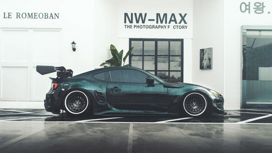 Toyota GT86 86 TRD GT SE Base ZN6 2017 2018 2019 2020 & Scion FR-S FRS ZN6 2013 2014 2015 2016 & BRZ TS Limited Premium ZN6 2013 2014 2015 2016 2017 2018 2019 2020 (compatible with ROBOT widebody kit) with Aftermarket Parts - Front Fenders Replacement & Rear Quarter Fender Flares & Side Skirts Carbon Fiber / FRP from Robot Craftsman