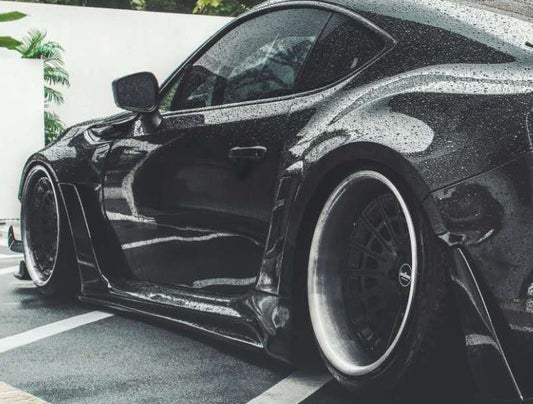 Toyota GT86 86 TRD GT SE Base ZN6 2017 2018 2019 2020 & Scion FR-S FRS ZN6 2013 2014 2015 2016 & BRZ TS Limited Premium ZN6 2013 2014 2015 2016 2017 2018 2019 2020 (compatible with ROBOT widebody kit) with Aftermarket Parts - Front Fenders Replacement & Rear Quarter Fender Flares & Side Skirts Carbon Fiber / FRP from Robot Craftsman