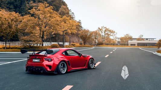 Toyota GT86 86 TRD GT SE Base ZN6 2017 2018 2019 2020 & Scion FR-S FRS ZN6 2013 2014 2015 2016 & BRZ TS Limited Premium ZN6 2013 2014 2015 2016 2017 2018 2019 2020 (compatible with ROBOT widebody kit) with Aftermarket Parts - Front Fenders Replacement & Rear Quarter Fender Flares & Side Skirts Carbon Fiber / FRP from Robot Craftsman