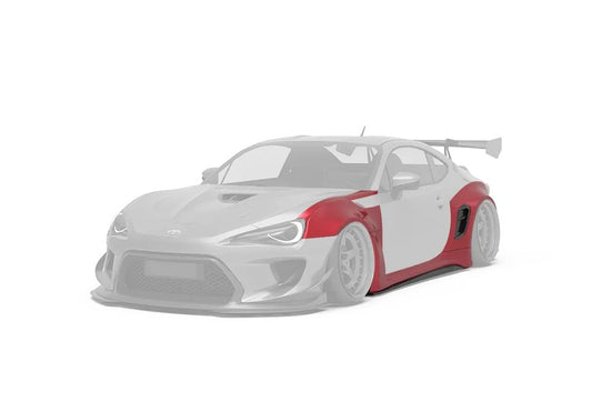 Toyota GT86 86 TRD GT SE Base ZN6 2017 2018 2019 2020 & Scion FR-S FRS ZN6 2013 2014 2015 2016 & BRZ TS Limited Premium ZN6 2013 2014 2015 2016 2017 2018 2019 2020 (compatible with ROBOT widebody kit) with Aftermarket Parts - Front Fenders Replacement & Rear Quarter Fender Flares & Side Skirts Carbon Fiber / FRP from Robot Craftsman