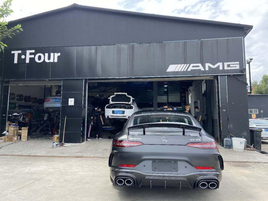 Mercedes Benz AMG GT 4 Door GT53 GT50 X290 C290 2019-ON with Aftermarket Parts - Brabus Style Rear Diffuser & Exhaust Tips Carbon Fiber from Aero Republic