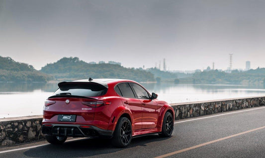 SD Carbon Pre-preg Carbon Fiber Rear Trunk Spoiler For Alfa Romeo Stelvio - Performance SpeedShop