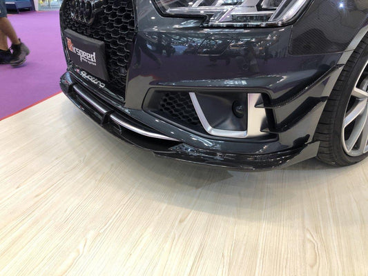 Audi S4 A4 S-line (with s-line bumper) B9 2019 with Aftermarket Parts - Front Canards Pre-preg Carbon Fiber from TAKD Carbon