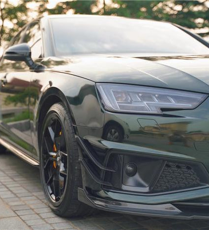Audi S4 A4 S-line (with s-line bumper) B9 2019 with Aftermarket Parts - Front Canards Pre-preg Carbon Fiber from TAKD Carbon