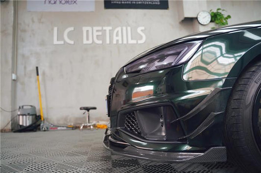 Audi S4 A4 S-line (with s-line bumper) B9 2019 with Aftermarket Parts - Front Canards Pre-preg Carbon Fiber from TAKD Carbon