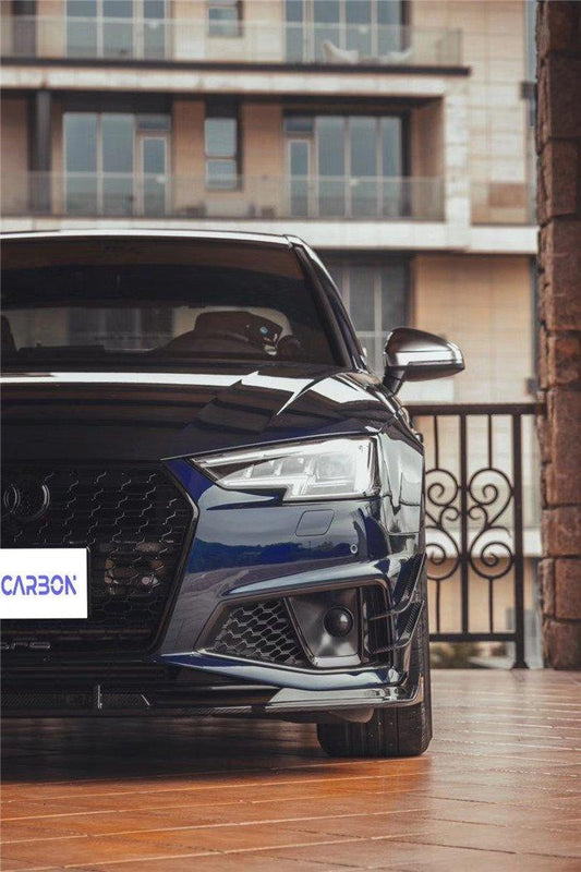 Audi S4 A4 S-line (with s-line bumper) B9 2019 with Aftermarket Parts - Front Canards Pre-preg Carbon Fiber from TAKD Carbon