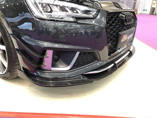 Audi S4 A4 S-line (with s-line bumper) B9 2019 with Aftermarket Parts - Front Canards Pre-preg Carbon Fiber from TAKD Carbon