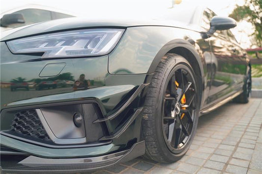 Audi S4 A4 S-line (with s-line bumper) B9 2019 with Aftermarket Parts - Front Canards Pre-preg Carbon Fiber from TAKD Carbon
