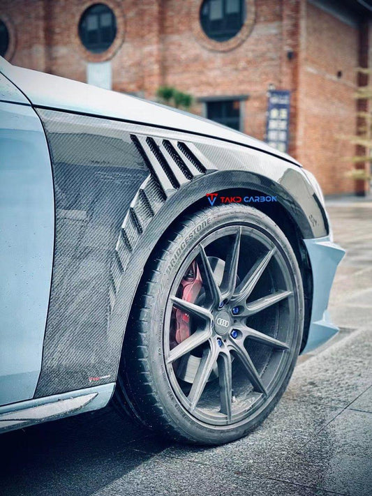 Audi S4 A4 B9.5 2020-ON with Aftermarket Parts - Front Fenders Pre-preg Carbon Fiber from TAKD Carbon