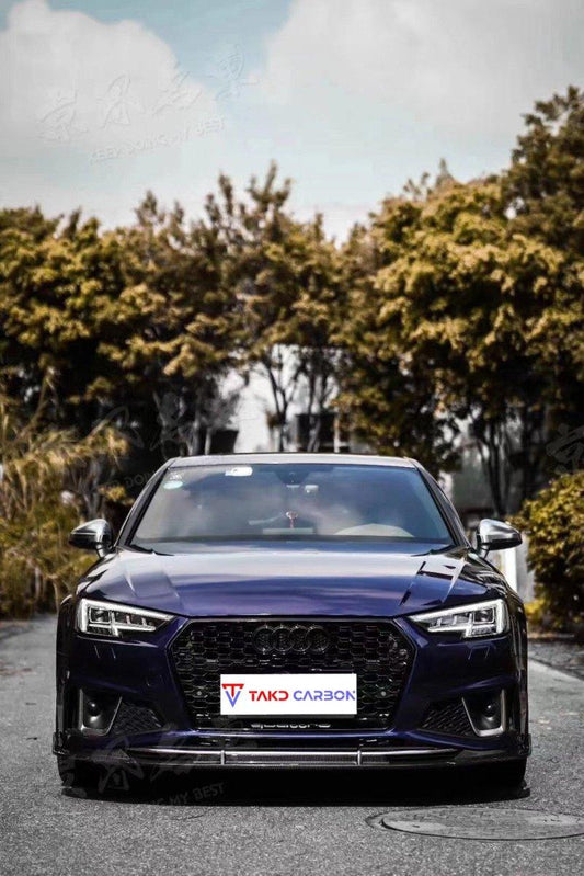 Audi S4 A4 S-line (with s-line bumper) B9 2017 2018 2019 with Aftermarket Parts - Front Lip Pre-preg Carbon Fiber from TAKD Carbon