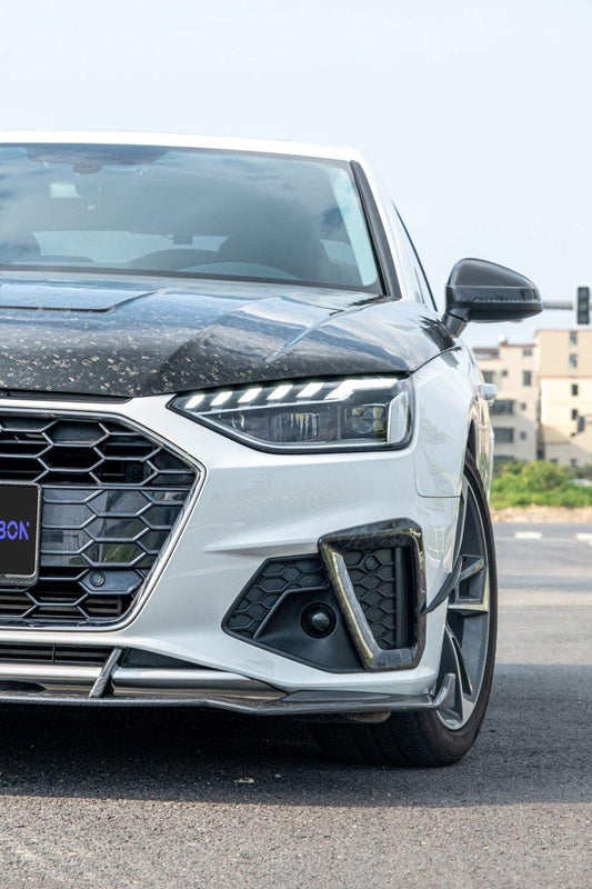 Audi RS4 S4 A4 (all models) B9 / B9.5 2017-ON with Aftermarket Parts - V1 Style Hood Pre-preg Carbon Fiber from TAKD Carbon