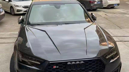 Audi RS4 S4 A4 (all models) B9 / B9.5 2017-ON with Aftermarket Parts - V2 Style Hood Pre-preg Carbon Fiber from TAKD Carbon