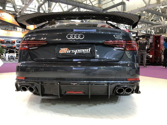Audi S4 A4 S-line (with s-line bumper) B9 2017 2018 2019 with Aftermarket Parts - V2 Rear Diffuser & Canards Pre-preg Carbon Fiber from TAKD Carbon