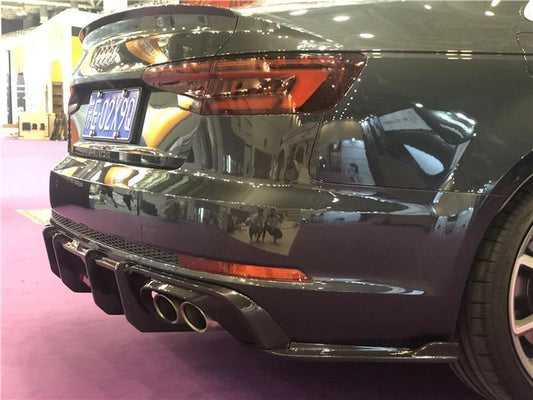 Audi S4 A4 S-line (with s-line bumper) B9 2017 2018 2019 with Aftermarket Parts - V2 Rear Diffuser & Canards Pre-preg Carbon Fiber from TAKD Carbon