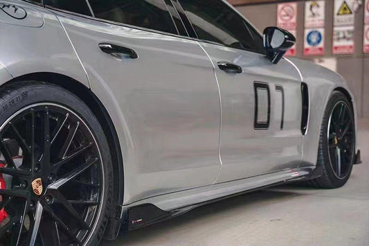 Porsche Panamera 4 & 4S & Turbo 971 (fits both pre-facelift & facelift) 2017-ON with Aftermarket Parts - Side Skirts Pre-preg Carbon Fiber from TAKD Carbon