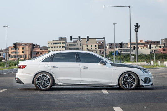 Audi S4 A4 S-line (with s-line bumper) B9.5 2020 2021 2022 2023 2024 with Aftermarket Parts - Front Canards Pre-preg Carbon Fiber from TAKD Carbon