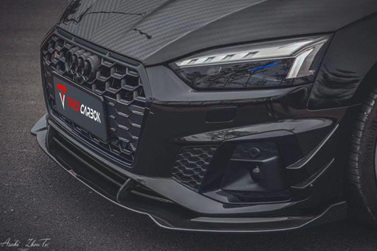Audi S5 A5 S-line (with s-line bumper) B9.5 2020 2021 2022 2023 2024 with Aftermarket Parts - Front Canards Pre-preg Carbon Fiber from TAKD Carbon