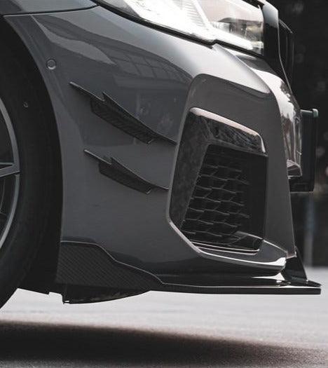 BMW 5 Series M550 540 530 (with M-package bumper, does not fit base model) G30 LCI 2021-ON with Aftermarket Parts - Front Canards Pre-preg Carbon Fiber from TAKD Carbon