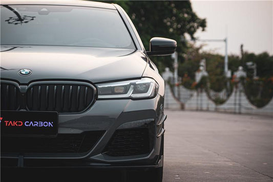 BMW 5 Series M550 540 530 (with M-package bumper, does not fit base model) G30 LCI 2021-ON with Aftermarket Parts - Front Canards Pre-preg Carbon Fiber from TAKD Carbon