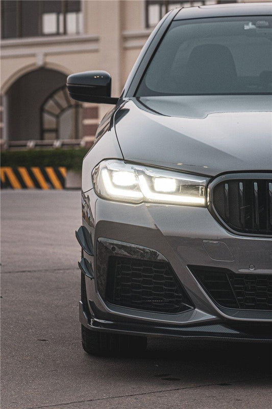 BMW 5 Series M550 540 530 (with M-package bumper, does not fit base model) G30 LCI 2021-ON with Aftermarket Parts - Front Canards Pre-preg Carbon Fiber from TAKD Carbon