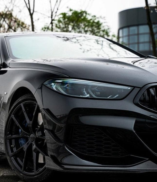 BMW 8 Series M850 840 (With M-Package Bumper) G14 G15 G16 2018 2019 2020 2021 2022 2023 2024 with Aftermarket Parts - V1 Style Front Canards Pre-preg Carbon Fiber from TAKD Carbon