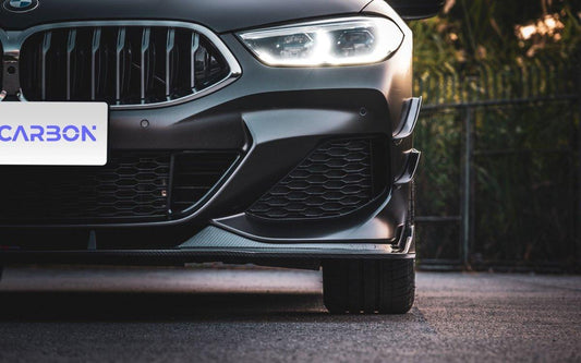 BMW 8 Series M850 840 (With M-Package Bumper) G14 G15 G16 2018 2019 2020 2021 2022 2023 2024 with Aftermarket Parts - V1 Style Front Canards Pre-preg Carbon Fiber from TAKD Carbon
