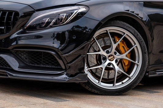 Mercedes Benz C-Class C63/C63S (fits both Pre-Facelift & Facelift) W205 2015 2016 2017 2018 2019 2020 2021 with Aftermarket Parts - Front Canards Pre-preg Carbon Fiber from TAKD Carbon