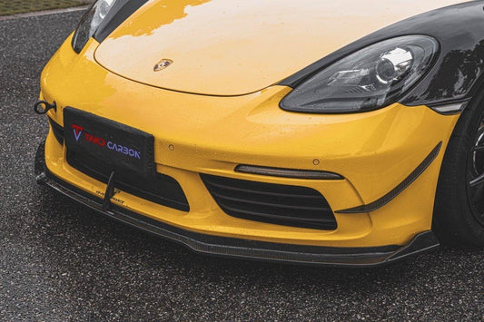 Porsche 718 Cayman / Boxster / GTS 2017 2018 2019 2020 2021 2022 2023 2024 with Aftermarket Parts - Pre-preg Carbon Fiber Front Canards from TAKD Carbon