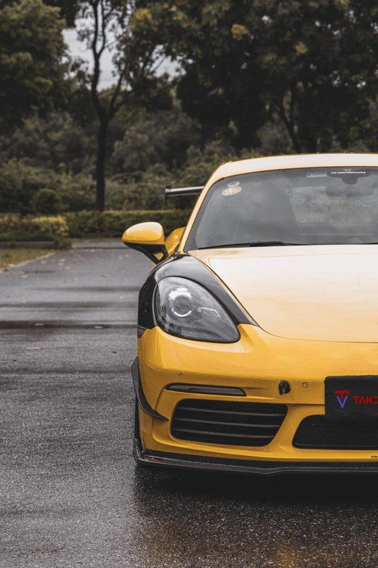 Porsche 718 Cayman / Boxster / GTS 2017 2018 2019 2020 2021 2022 2023 2024 with Aftermarket Parts - Pre-preg Carbon Fiber Front Canards from TAKD Carbon