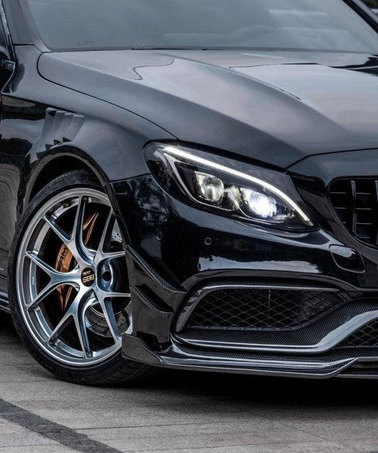 Mercedes Benz C-Class C63/C63S C43 C300 W205 (fits both Pre-Facelift & Facelift) W205 2015 2016 2017 2018 2019 2020 2021 with Aftermarket Parts - Front Fenders Pre-preg Carbon Fiber from TAKD Carbon