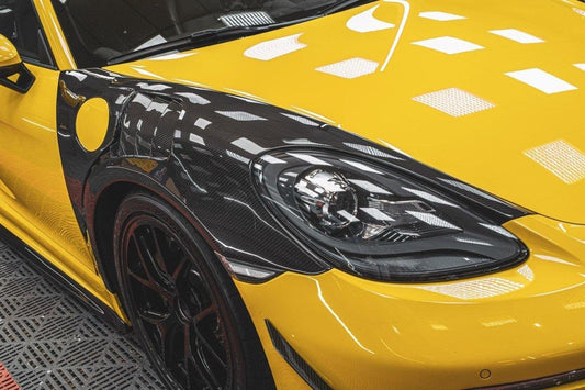 Porsche 718 Cayman / Boxster / GTS / GT4 / Spyder 2017 2018 2019 2020 2021 2022 2023 2024 with Aftermarket Parts - Pre-preg Carbon Fiber Front Fenders from TAKD Carbon