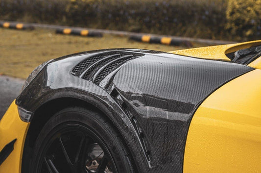 Porsche 718 Cayman / Boxster / GTS / GT4 / Spyder 2017 2018 2019 2020 2021 2022 2023 2024 with Aftermarket Parts - Pre-preg Carbon Fiber Front Fenders from TAKD Carbon