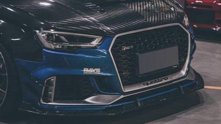 Audi RS3 8V.5 2018 2019 2020 with Aftermarket Parts - Front Lip Pre-preg Carbon Fiber from TAKD Carbon