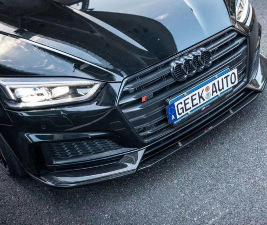 Audi S5 A5 S-line (with s-line bumper) B9 2017-2019 with Aftermarket Parts - Front Lip Pre-preg Carbon Fiber from TAKD Carbon