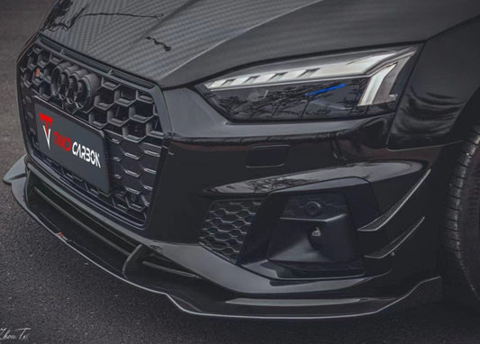 Audi S5 A5 S-line (with s-line bumper) B9.5 2020 2021 2022 2023 2024 with Aftermarket Parts - Front Lip Pre-preg Carbon Fiber from TAKD Carbon