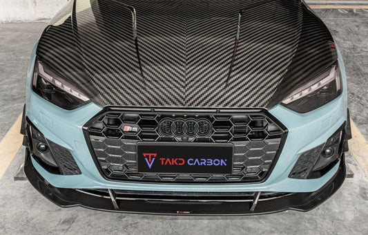 Audi S5 A5 S-line (with s-line bumper) B9.5 2020 2021 2022 2023 2024 with Aftermarket Parts - Front Lip Pre-preg Carbon Fiber from TAKD Carbon