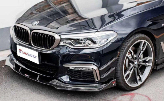 BMW 5 series M550 540 530 (with M-package bumper, does not fit base model) G30 Pre-LCI 2017 2018 2019 2020 with Aftermarket Parts - Front Lip Pre-preg Carbon Fiber from TAKD Carbon