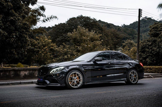 Mercedes Benz C-Class C63/C63S (fits both Pre-Facelift & Facelift) W205 2015 2016 2017 2018 2019 2020 2021 with Aftermarket Parts - Front Lip Pre-preg Carbon Fiber from TAKD Carbon