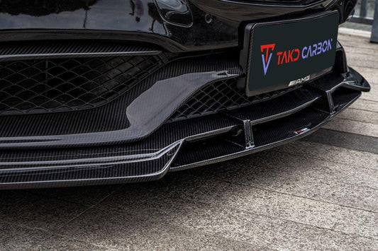 Mercedes Benz C-Class C63/C63S (fits both Pre-Facelift & Facelift) W205 2015 2016 2017 2018 2019 2020 2021 with Aftermarket Parts - Front Lip Pre-preg Carbon Fiber from TAKD Carbon