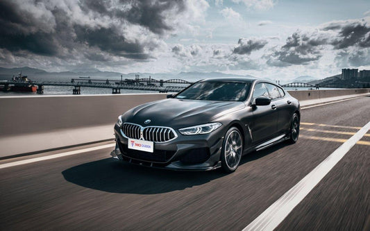 BMW 8 Series M850 840 (With M-Package Bumper) G14 G15 G16 2018 2019 2020 2021 2022 2023 2024 with Aftermarket Parts - V1 Style Front Lip Pre-preg Carbon Fiber from TAKD Carbon