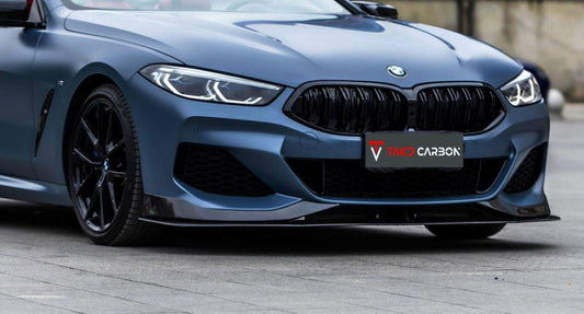 BMW 8 Series 840 (With M-Package Bumper) M850 G14 G15 G16 2018-ON with Aftermarket Parts - AC Style Front Lip Pre-preg Carbon Fiber from TAKD Carbon