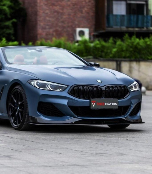 BMW 8 Series 840 (With M-Package Bumper) M850 G14 G15 G16 2018-ON with Aftermarket Parts - AC Style Front Lip Pre-preg Carbon Fiber from TAKD Carbon