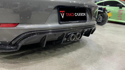 Porsche 718 Cayman / Boxster / GTS 2017-ON with Aftermarket Parts - V2 Rear Diffuser & Canards Pre-preg Carbon Fiber from TAKD Carbon