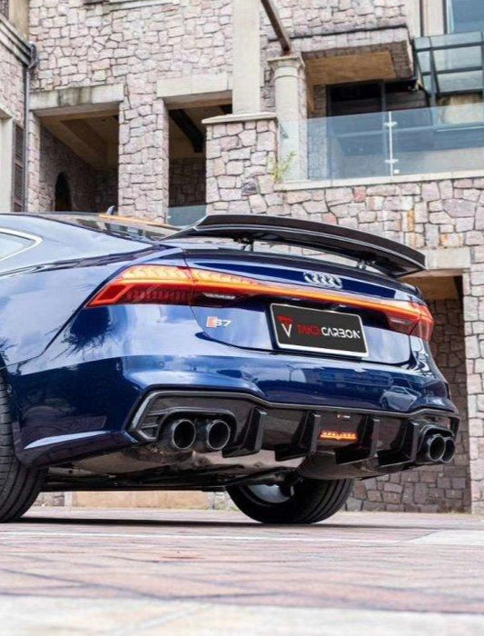 Audi S7 A7 (with s-line bumper) C8 2019 2020 2021 2022 2023 2024 with Aftermarket Parts - Rear Diffuser Pre-preg Carbon Fiber from TAKD Carbon