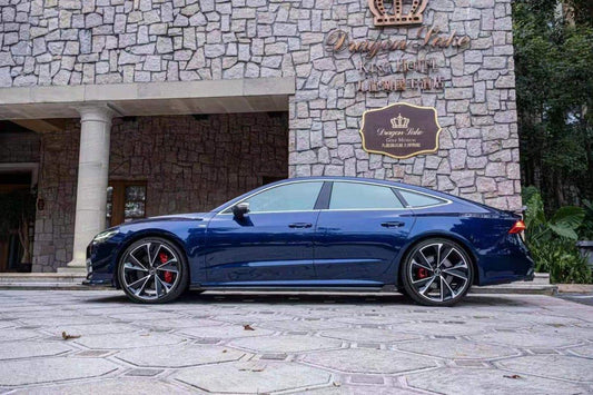 Audi S7 A7 (with s-line bumper) C8 2019 2020 2021 2022 2023 2024 with Aftermarket Parts - Rear Diffuser Pre-preg Carbon Fiber from TAKD Carbon