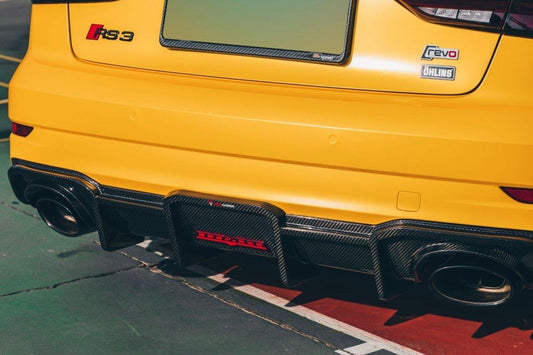 Audi RS3 8V.5 2018 2019 2020 with Aftermarket Parts - V1 Rear Diffuser Pre-preg Carbon Fiber from TAKD Carbon