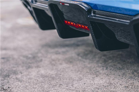 Audi RS3 8V.5 2018 2019 2020 with Aftermarket Parts - V1 Rear Diffuser Pre-preg Carbon Fiber from TAKD Carbon