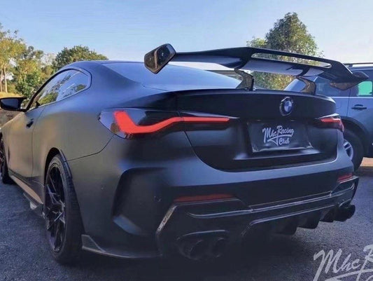 BMW 4 Series 430i (with M-package bumper, does not fit base model) M440i G22 G23 2020-ON with Aftermarket Parts - Rear Diffuser & Canards Pre-preg Carbon Fiber from TAKD Carbon